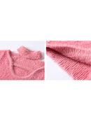 Hollow Out Long Sleeve Pink Crop Top Female Clothing Casual Pullover Sexy Sweater Women Corset Clothes Aesthetic