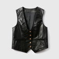 Genuine Leather Waistcoat Fall Winter Retro Single Breasted Vest Jacket For Women
