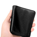 Style Blue Small Coin Pocket Natural Leather Unisex Card Wallet
