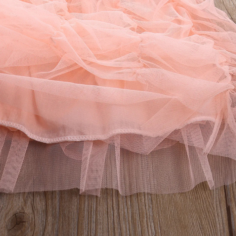 Summer Girl Dress Birthday Party Princess Dress Children Pleated Gown Flower Girl Wedding Tutu Fluffy Dress