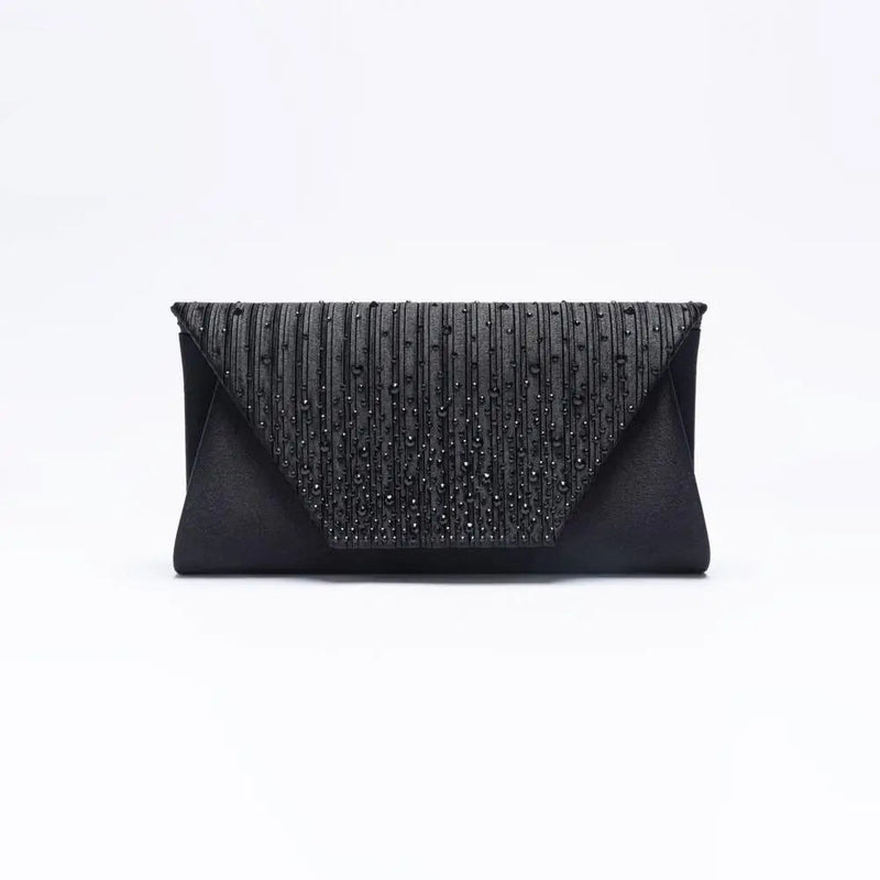 Clutch Handbag Rhinestone Bag Women Evening Wedding Banquet Shoulder Purse Pleated Satin Bag