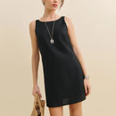Backless Cotton Linen Women Dresses French Sleeveless Mini Dresses Summer Ladies