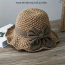 Elegant Sun Hat - Hand Woven with Vintage Ruffles and Bow Foldable Travel Beach Hat