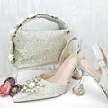 Italian Elegant Shoes With Bag To Match Set High Heels Shoes And Bag Set For Party