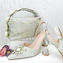 Italian Elegant Shoes With Bag To Match Set High Heels Shoes And Bag Set For Party