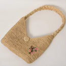 Embroidered Women Shoulder Bags Handmade Woven Straw Handbag Casual Summer Beach Bag Small Tote Bali Purse