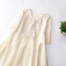 Summer High Quality Embroidery Cotton Linen Dress Literary Dresses Soft