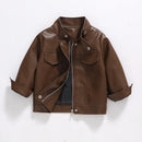 Spring Autumn Boys Jacket Waterproof Zipper Children's Leather Coat Birthday Kids Clothes