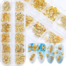 12grids Gold Metal Rivets Starfish Shell Coconut Tree Nail Rivets Studs Summer Ocean Beach Metallic Nail