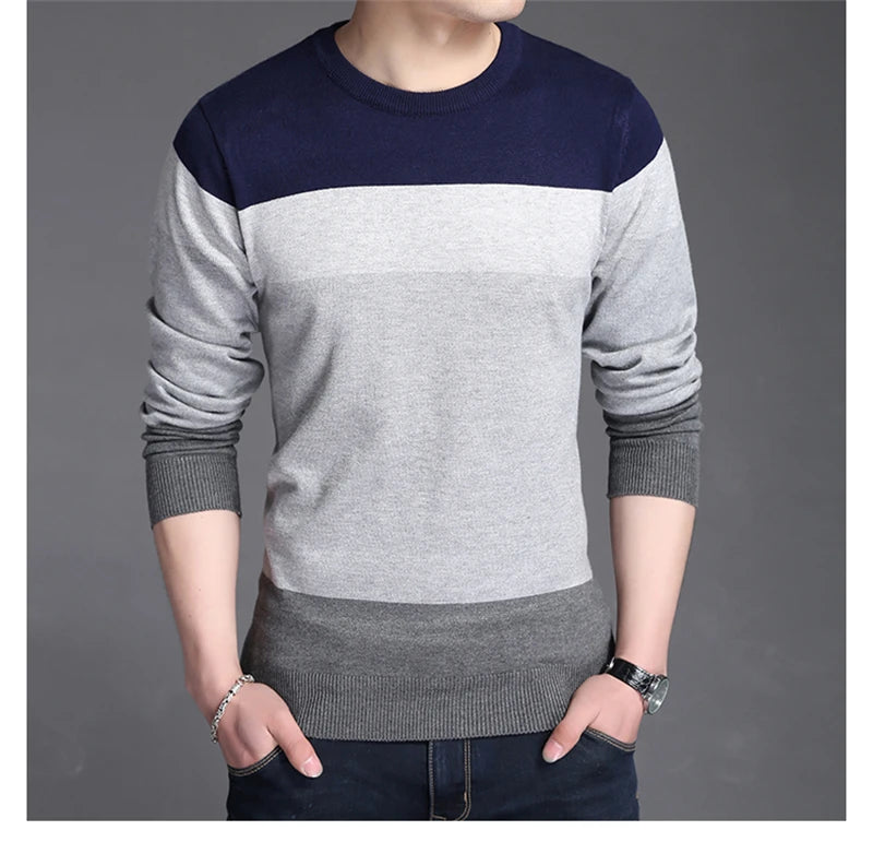 Men  Sweater Autumn Sport Sweaters Leisure Pullover Male Sweater Striped Slim Sweaters Men