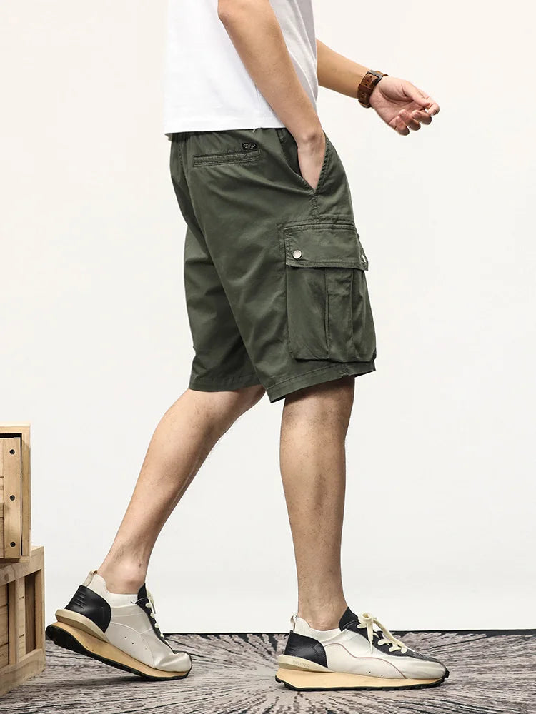 Summer Cargo Shorts Men Solid Military Stretch Casual Shorts Male Straight Loose Work Short Pants