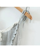 Summer Strap Mini Dress Woman Sexy Slim Streetwear Lace Bow Tie Fungus Decorative Short Knitted Dress Female