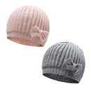 Cute Bow Knitted Baby Hat Winter Warm Newborn Infant Cap Beanies Solid Color Soft Ear Protection Baby Boys Girls Hat Bonnet