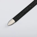 Black crocodile-patterned watch strap with a silver buckle on a light gray background, Obroi