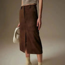 Lady Luxury Leather Skirt Women Skirt Spring Autumn Genuine Midi Dress