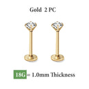 2/8PCS Stainless Steel Stud Cartilage Piercing Jewelry Helix Tragus Lip Gold Tiny Earrings for Women