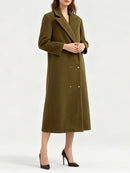 Spliced Double Breasted Basics Coats for Women Lapel Long Sleeves Versatile Long Coat Female Clothing