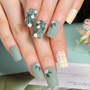 Matte Short Square Nails Wearable Floral Love Heart Design Press on Full Over Nail Tip Art