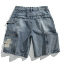 Cargo Denim Shorts Summer Men Casual Loose Ripped Jeans Shorts Hip Hop Shorts