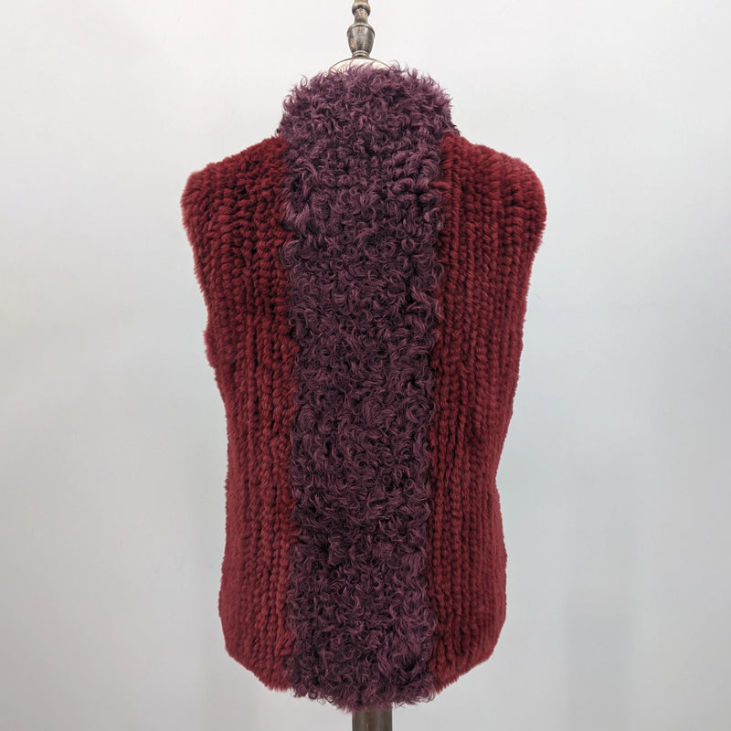 Fur vest with wool front and black warm