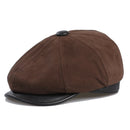 Genuine Leather Newsboy Caps For Men Real Suede Leather Irish Cabbie Driving Ivy Flat Hat
