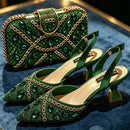 Women's Pumps purple Gold Shoes and Bag Set Italian Design