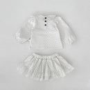 Spring and Autumn Girls Beautiful Top Skirt and Pants Set Pure Cotton Two Piece Set