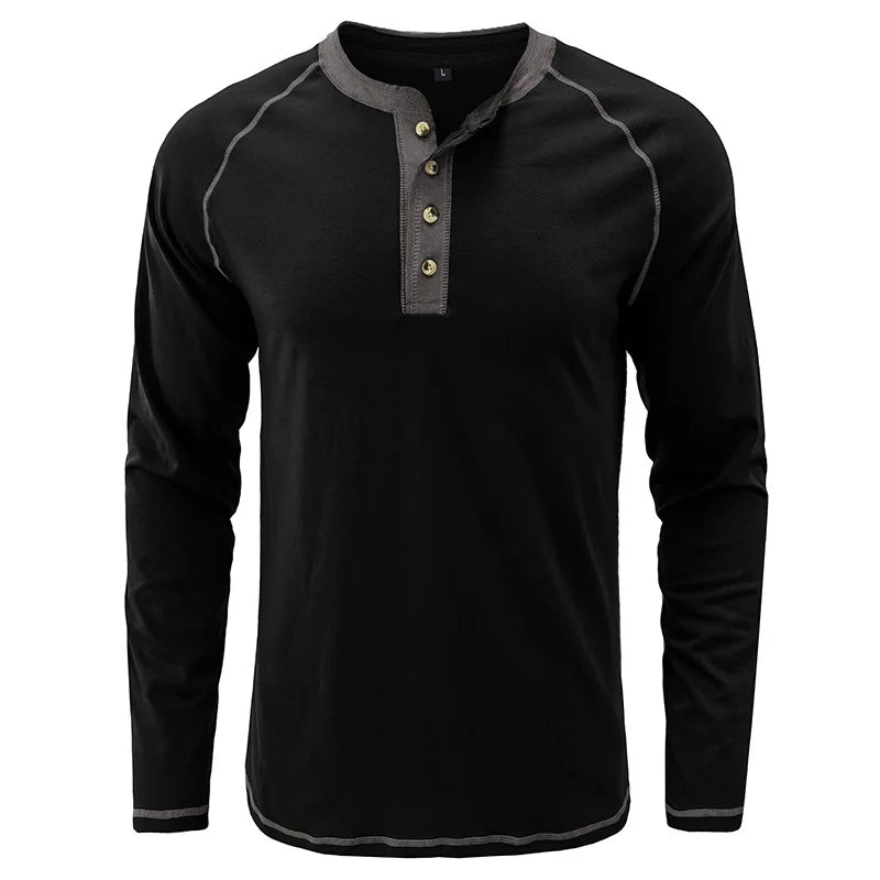 Men Henley Collar Solid Color Tee Tops Men Casual Slim Fit Tshirts Men Tees