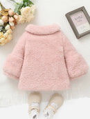 Baby Girl Autumn and Winter Cute Warm Comfortable Fluffy Coat Casual Sweet Plush Thick Jacket