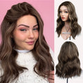 Dark Brown Blonde Highlighted Short Curly Wig Fibers Natural Hair Lace Front Wig for Daily