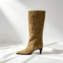Women Boot Brown Retro Pointed-Toe Knight High Long Boots Kitten Heel Winter Women Boots