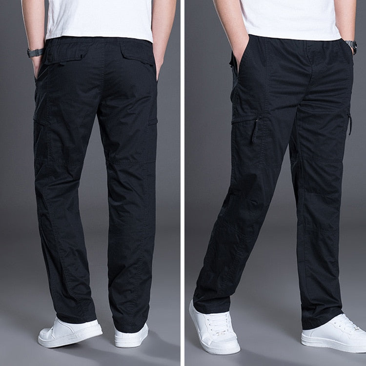 Casual Pants Men Cotton Breathable Joggers Men Military Straight Multi-pocket Work Trousers Male