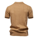 Summer Men's Knit Polo Shirt - Breathable & Stretch Turn-Down Collar Social Events