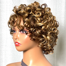 UNice Hair Blonde Curly Wig 100% Human Hair Bouncy Curly Wig with Bangs Open Cap Machine Wigs for Women 8Inch Short Afro Wig