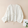 Women Flower Embroidery Shirt blouse Short Cardigan Top Summer Cover Up