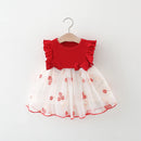 Girl's dress summer baby girl with patchwork mesh flower embroidery princess dress