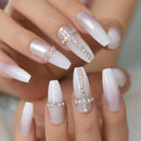 Pearl Pink Press On Nails Super Long Ballerina Thin Gel Nails Fake Artificial Fingernails