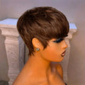 black pixie cut wig for women 6inch pixie straight human hair wig density wig