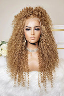 Kinky Curly Soft Brown Color 26“Long Lace Front Wig For Women Babyhair Glueless Daily