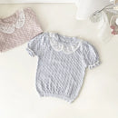 Baby Knitted T-shirt Toddler Gilrs Summer Hollow Out Shirts Children Clothing 0-4Y