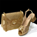 Luxurious Italian Women's Party Shoe and Bag Set – Elegant Black Rhinestone Peep-Toe High Heels Sandals