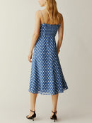 Summer Clothes For Women Dresses Vintage Style Elegant Polka Dot Dress Spaghetti Strap Self Tie Side Slit Midi Dress Sundress