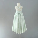 Girls Party Dress Sleeveless Solid Round Collar Open Back Pure Mesh Brief Formal Princess Dresses