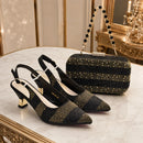 Matching Shoes and Bag for Women for Weddings Woman Heeled Shoes for Women Rhinestone Pumps