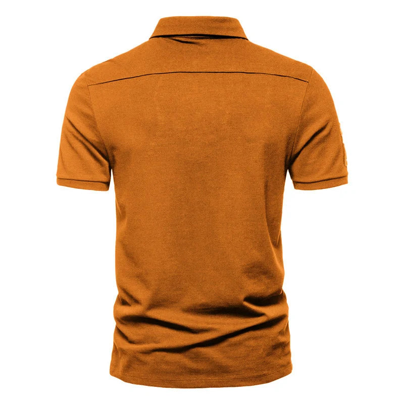 Solid Color Short-Sleeved Lapel Polo Shirt Spring Summer Men's Commuting Pullover T-Shirt