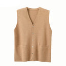 Mens Pure Cashmere Cardigan Waistcoat Autumn Winter V-Neck Young Knit Top High-End Jacket Vest Casual Sleeveless Sweater