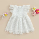 Summer Infant Baby Toddler Girl Casual Dress Flying Sleeve Lace Floral Beach Dresses Princess Daily Children Clothes