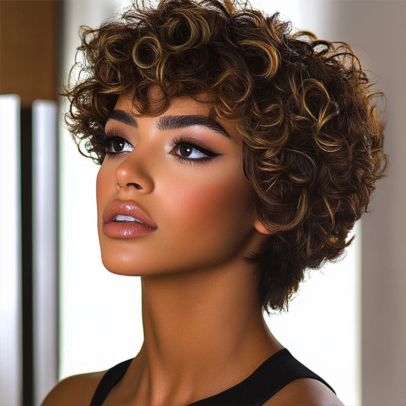 Woman with styled hair looking to the side