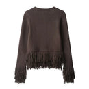 Women With Taseel Coffee Single Button Knitted Sweater Female Chic Lady Outfits