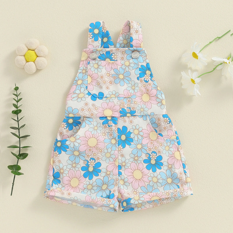 Flower Children Girls Overalls Kid Clothes Princess Strap Button Pockets Shortall Summer Infant Romper Jumpsuit